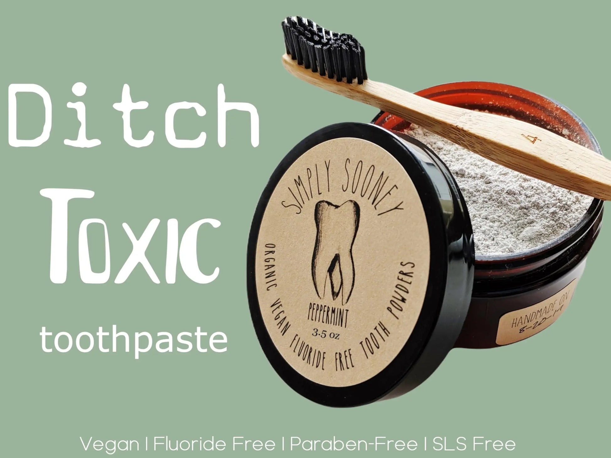 Zero Waste up to 6 Month Supply Organic Vegan Fluoride Free Tooth Powder Peppermint Flavor- Ships Without Any Plastic Packaging I Natural Whitening I Stronger Teeth - Planet First Market