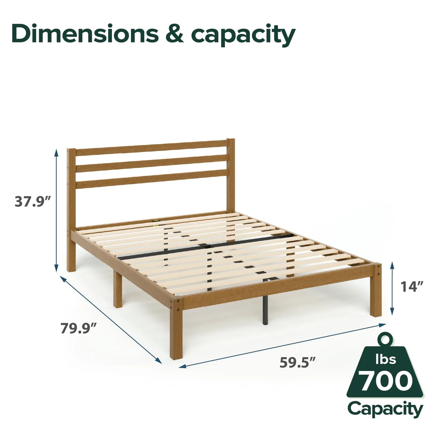 Zinus Leah Bamboo Platform Bed Frame with Headboard, No Box Spring Needed, Wood Slat Support, Easy Assembly, Queen - Planet First Market