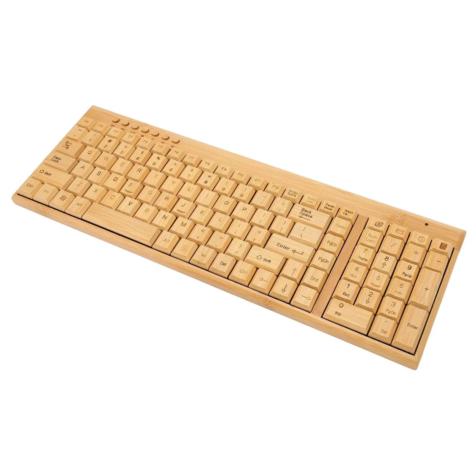 PenRux Keyboard and Mouse, Bamboo Wood Full Sized Keyboard, Unique Compact Mouse, 2.4 GHz USB Receiver for Windows, Laptop Computer, PC Desktop, Plug and Play (Keyboard) - Planet First Market