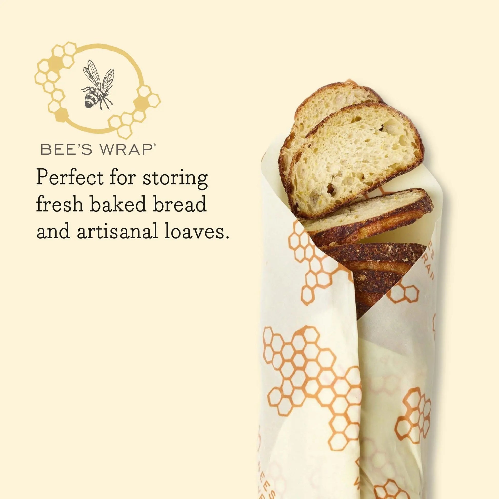 Bee's Wrap Reusable Beeswax Food Wraps Made in the USA, Eco Friendly Beeswax, Sustainable Organic Cotton Wraps, XL Bread Wrap for Homemade Bread, Honeycomb - Planet First Market