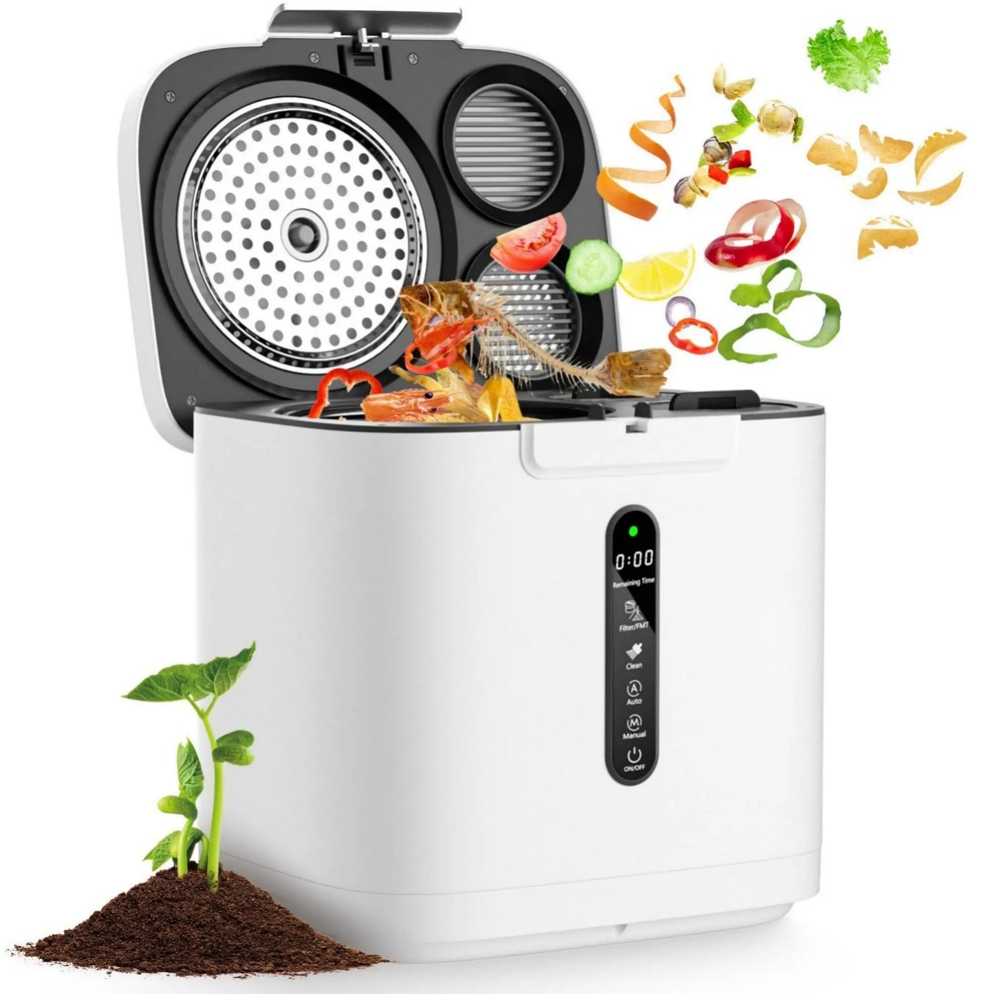 4L Electric Composter for Kitchen, Smart Compost Bin Outdoor/Indoor, Odorless/Auto-Cleaning/ 3 Modes/Intelligent LED Display, Turn Food Waste to Fertilizer for Garden, Food Waste Compost Machine - Planet First Market