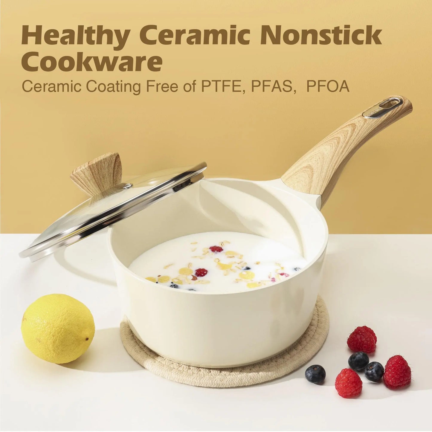 SENSARTE Ceramic Cookware Sets, Pots and Pans Set Nonstick, 14-Piece Induction Cookware, Non-toxic Healthy Non Stick Kitchen Cooking Set, with Frying Pans Set, PFAS PTFE PFOA PFOS Free - Planet First Market