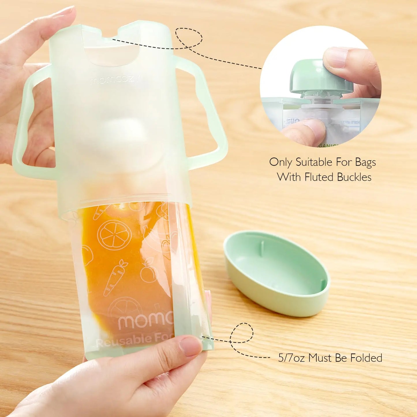 Momcozy Baby Food Maker for Puree Food Storage, Precise Capacity Squeeze Station, Save Time & Efficient, No Food Splashing, Baby Essentials, with 5pcs Reusable Portable Food Storage Bags for Outdoor - Planet First Market