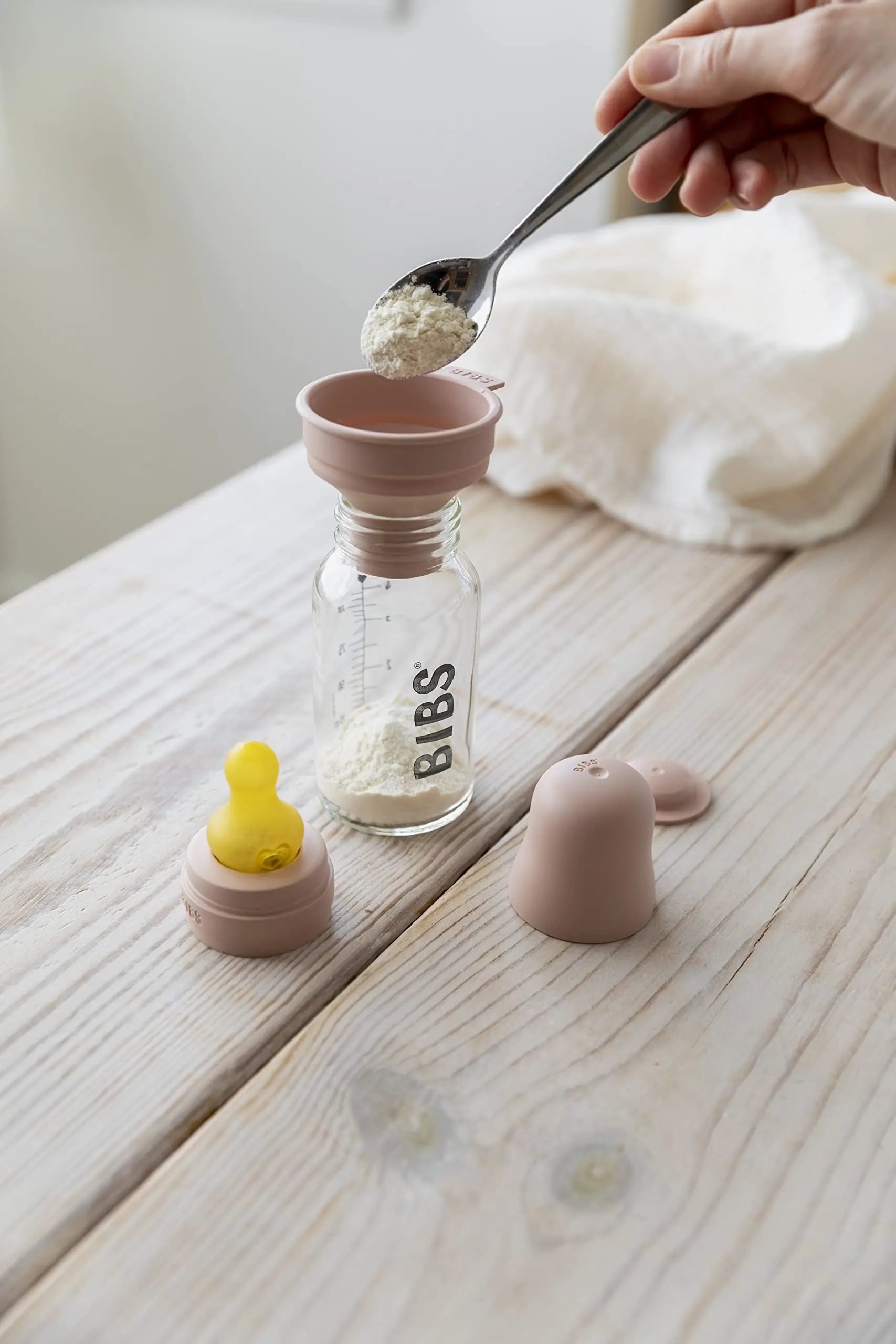 BIBS Baby Glass Bottle Complete Set 110 ml | BPA Free Natural Rubber | Made in Denmark | Ivory - Planet First Market