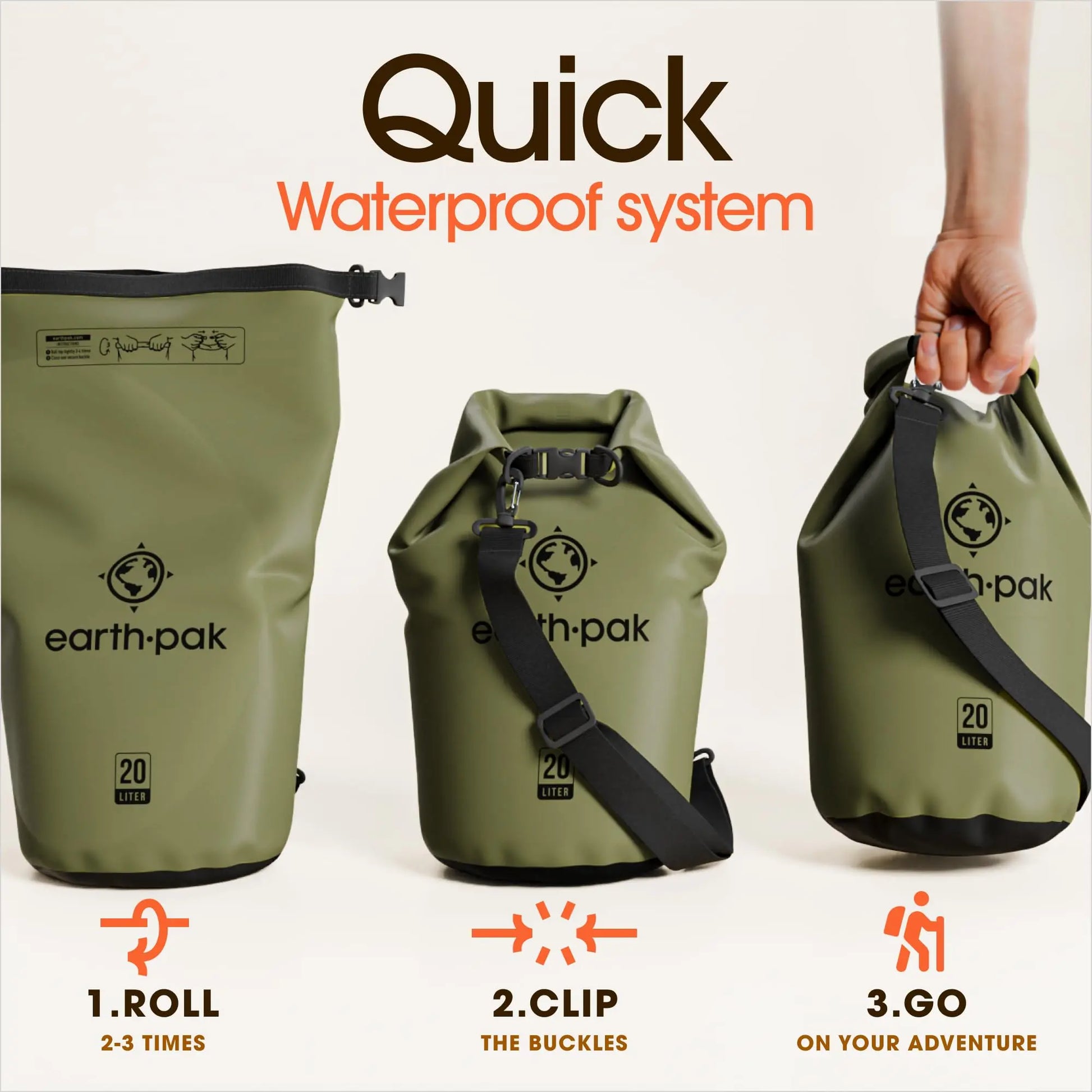 Earth Pak Waterproof Dry Bag - Roll Top Waterproof Backpack Sack Keeps Gear Dry for Kayak with Waterproof Phone Case - Planet First Market