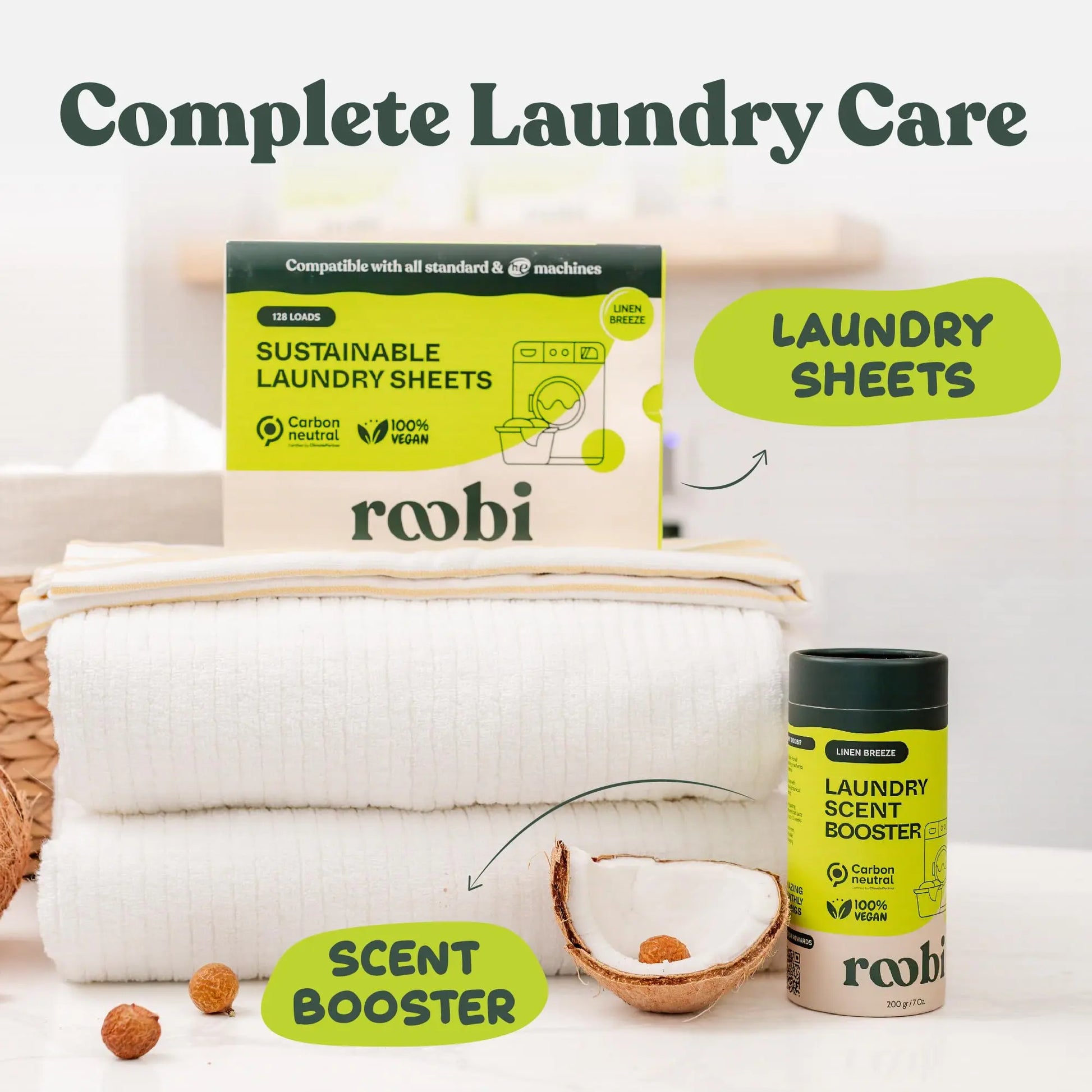 Roobi Sustainable Laundry Scent Booster Beads. Linen Breeze Fragrance Laundry Beads. Up to 20 Washing Cycles. Carbon Neutral, 100% Vegan. - Planet First Market