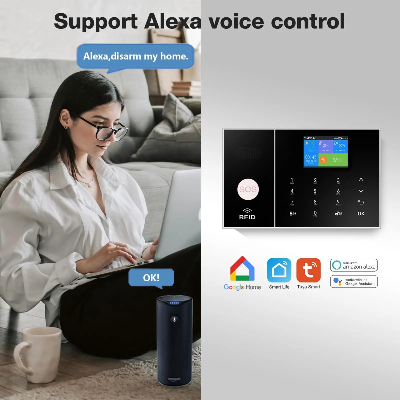 PGST Security Alarm System 99+3 Zone Auto Dial WiFi+GSM/4G Home Burglar Security Wireless GSM Alarm System Detector Sensor Kit Remote Control,Smart Life Tuya APP,NO Monthly Fees - Planet First Market