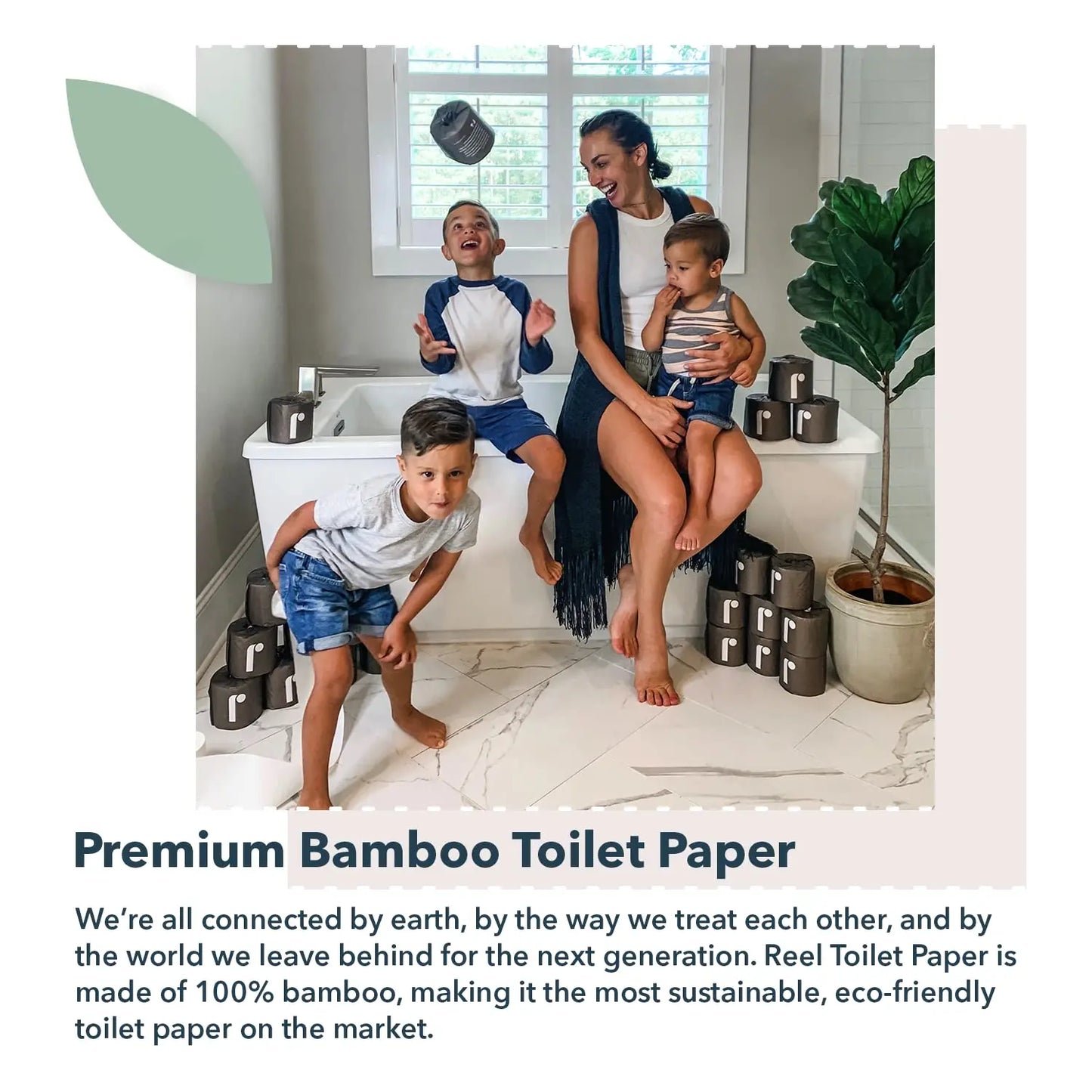 Reel Premium Toilet Paper - 24 Rolls of Toilet Paper - 3-Ply Made From Tree-Free - Zero Plastic Packaging, Septic Safe - Planet First Market