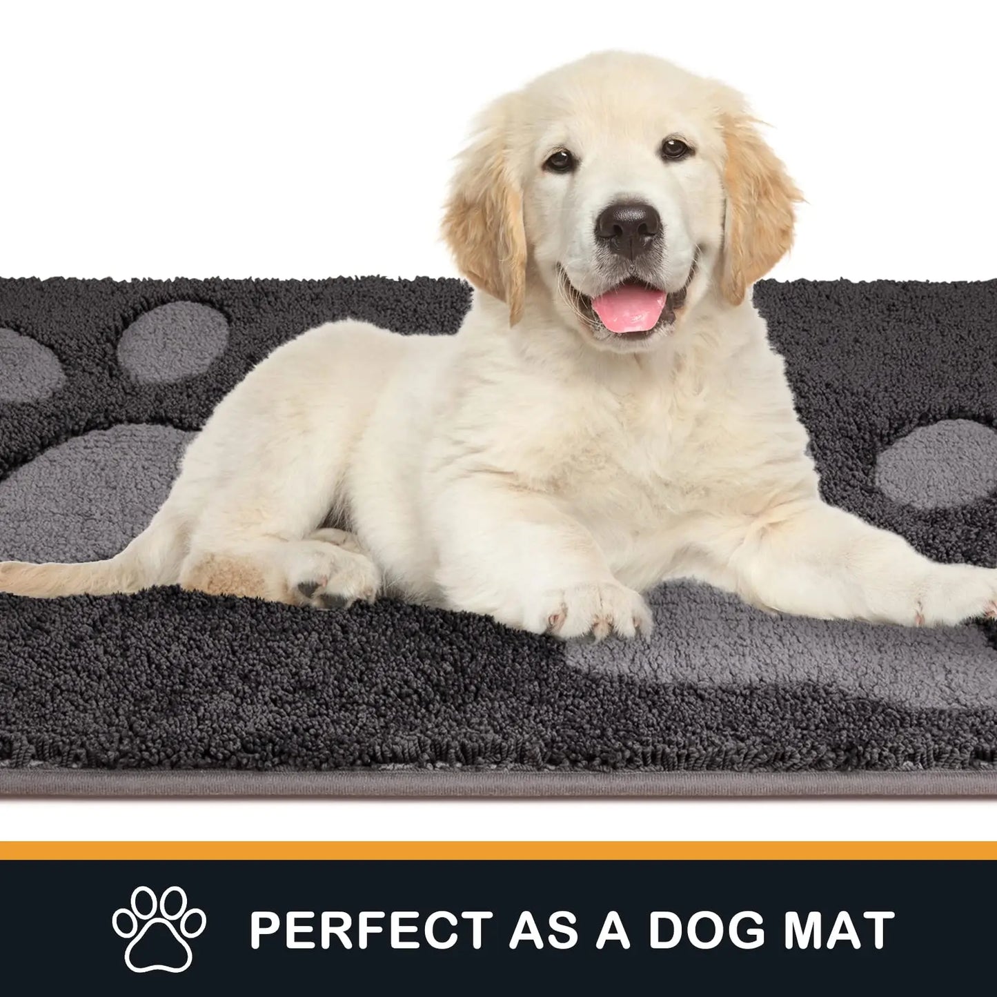 PURRUGS Dirt Trapper Door Mat 33.5" x 59", Non-Skid/Slip Machine Washable Microfiber Entryway Rug, Dog Door Mat, Super Absorbent Welcome Mat for Muddy Wet Shoes and Paws, Charcoal - Planet First Market