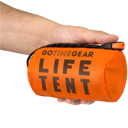 Go Time Gear Survival Life Tent - 2 Person Mylar Emergency Sleeping Bags - All-Weather Protection for Camping, Hiking, & Survival Kits - Includes Emergency Whistle & Paracord - Tube Tent Go Time Gear