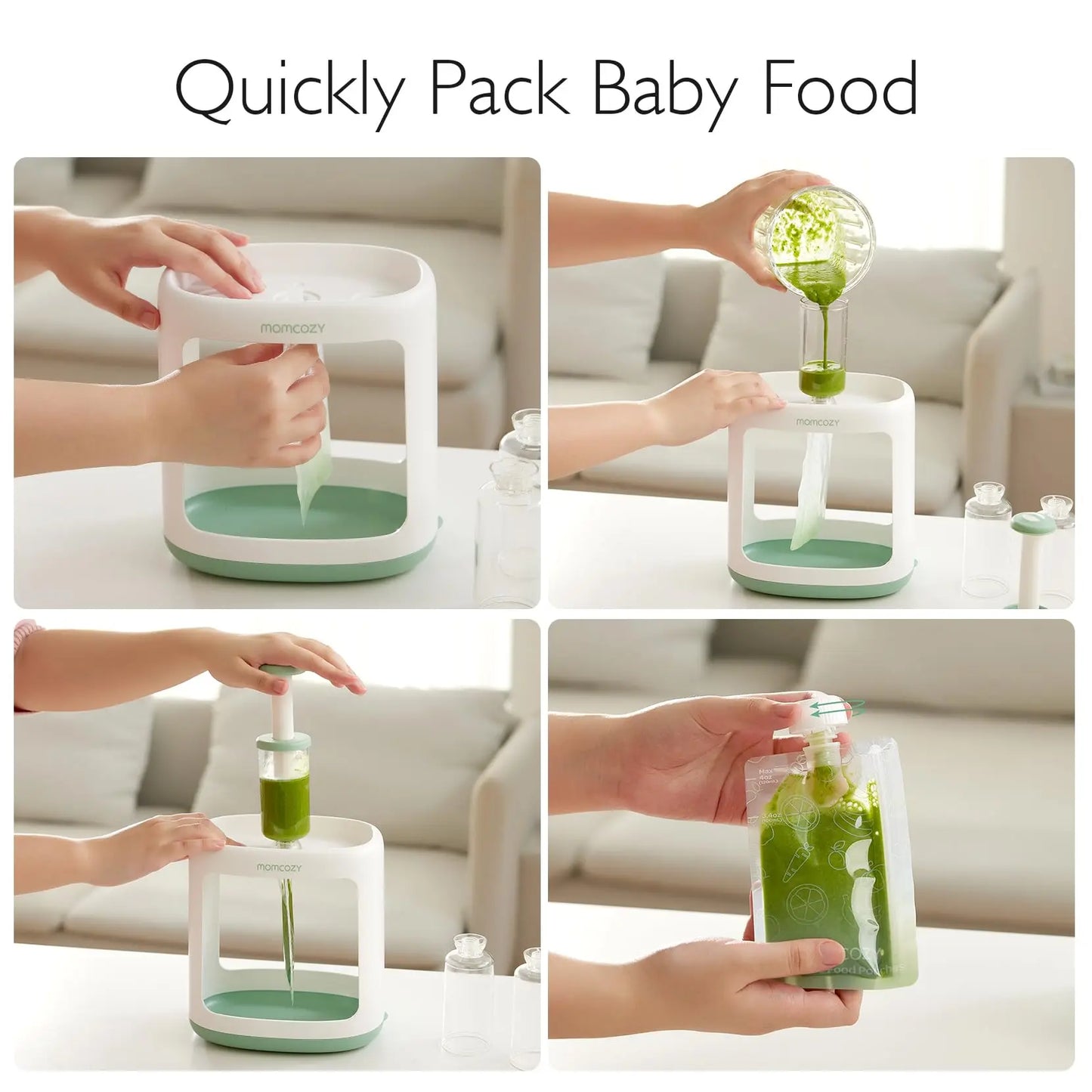 Momcozy Baby Food Maker for Puree Food Storage, Precise Capacity Squeeze Station, Save Time & Efficient, No Food Splashing, Baby Essentials, with 5pcs Reusable Portable Food Storage Bags for Outdoor - Planet First Market