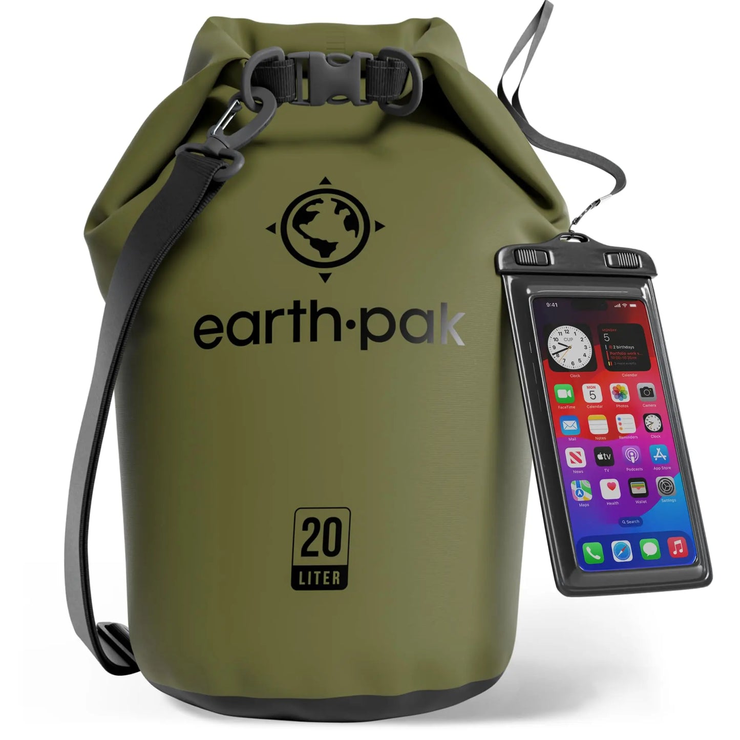 Earth Pak Waterproof Dry Bag - Roll Top Waterproof Backpack Sack Keeps Gear Dry for Kayak with Waterproof Phone Case - Planet First Market