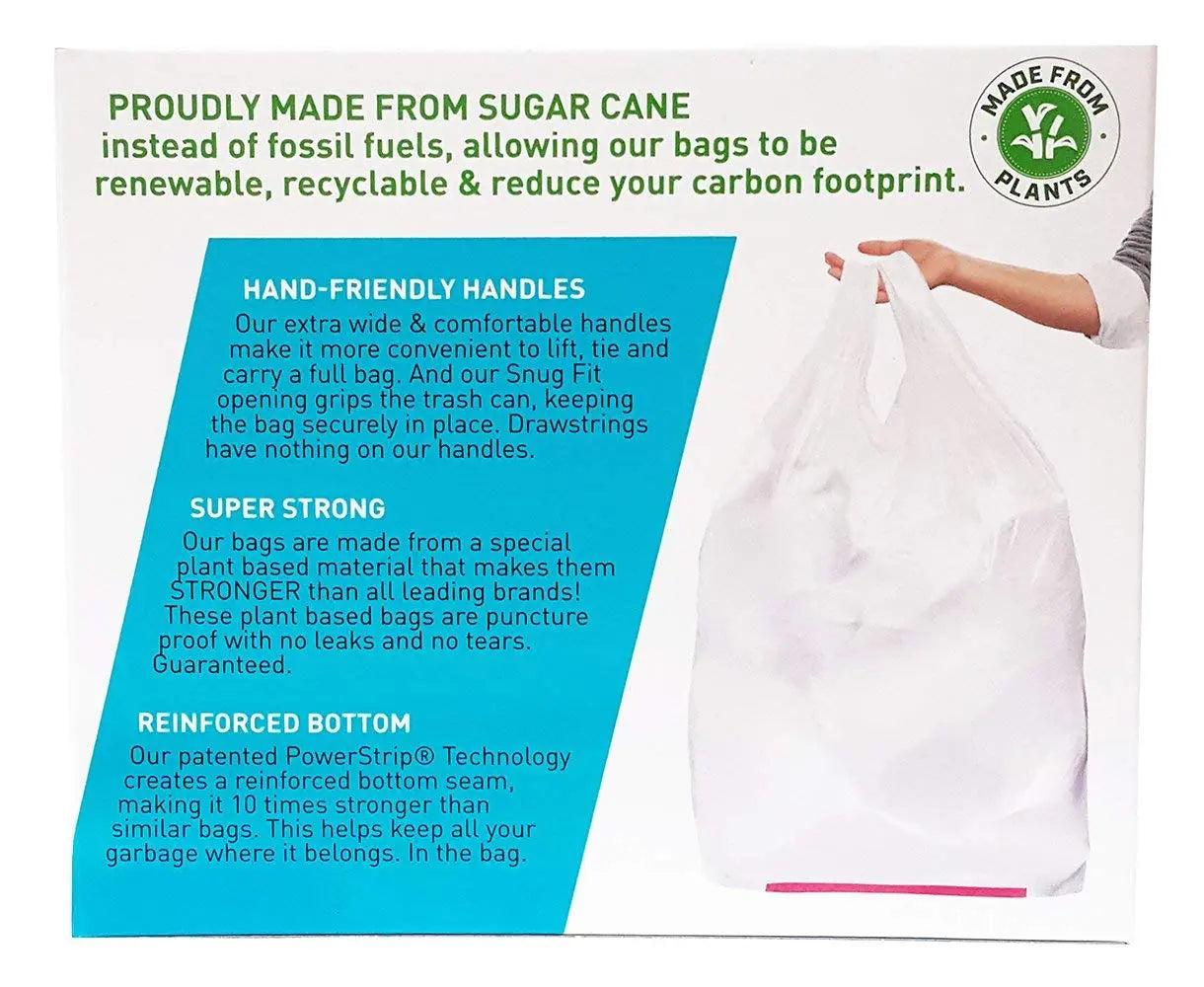 Hippo Sak - Plant Based Tall Kitchen Garbage Bags with Ergonomic Handles - 13 Gallon Trash Bags - Recyclable & Eco Friendly - Super Strong and Leak Proof Tall Kitchen Trash Bags (45 Count) - Planet First Market