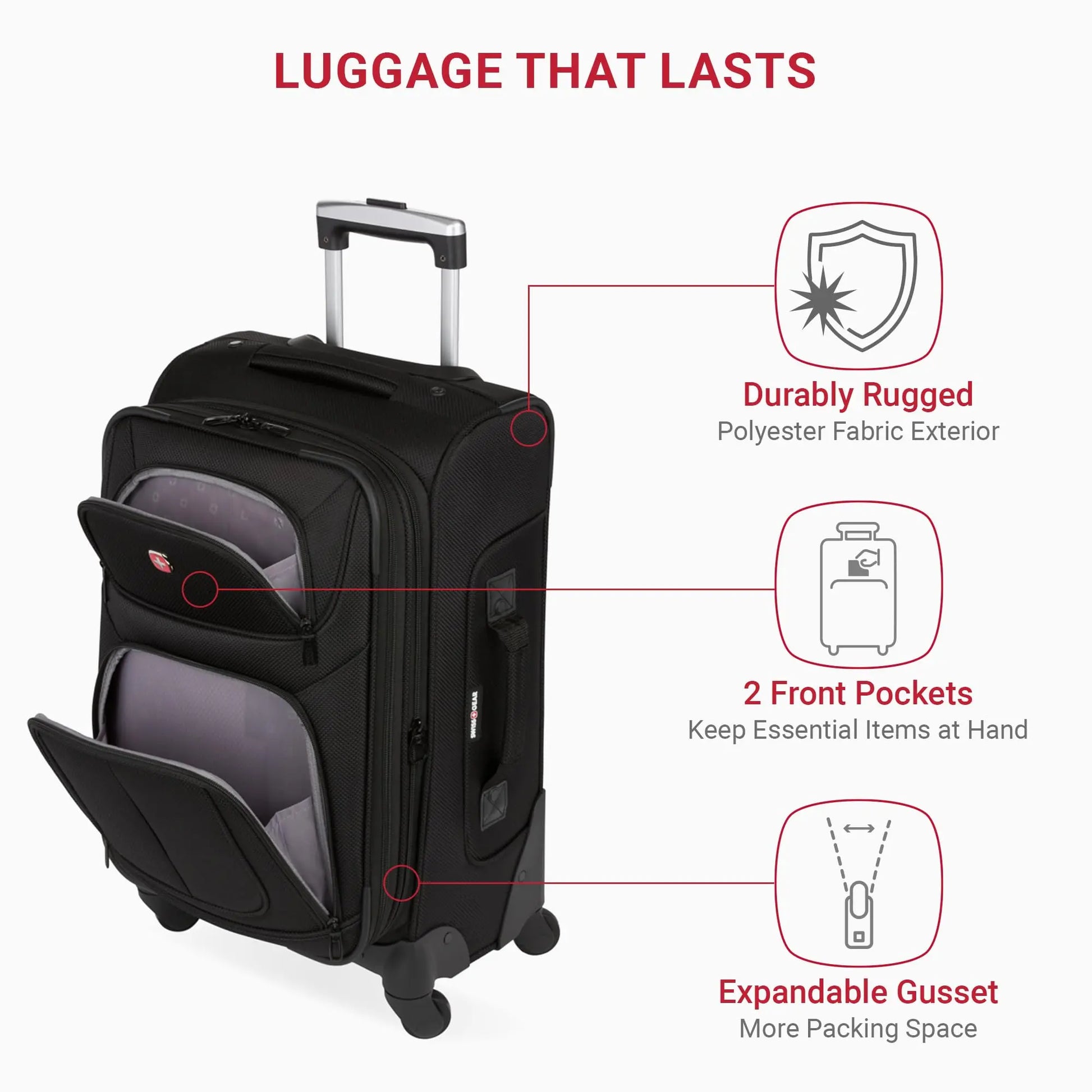 SwissGear Sion Softside Expandable Luggage, Black, Carry-On 21-Inch - Planet First Market