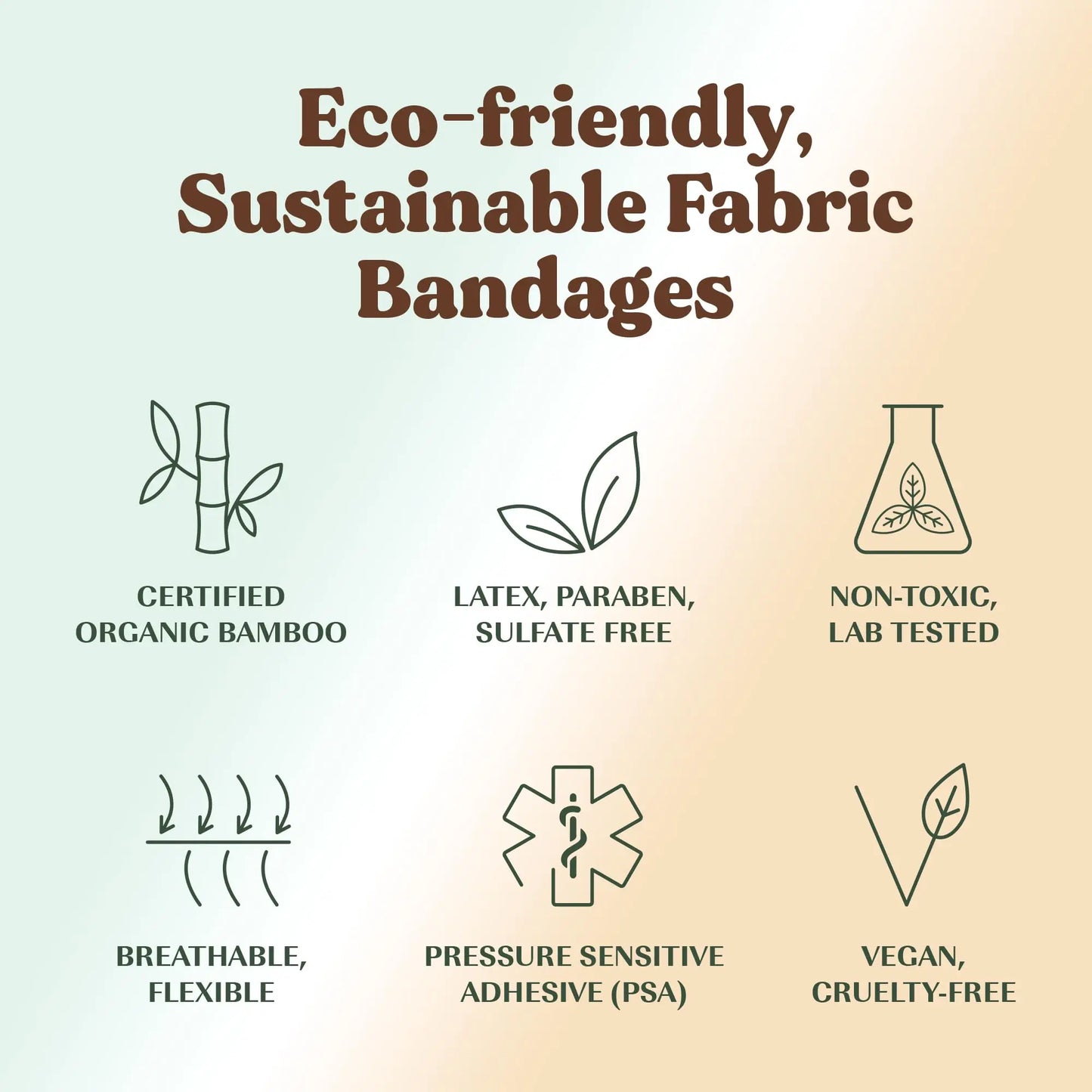 FEBU Eco-Friendly Organic Bamboo Fabric Bandages | PFAS Free Flexible Fabric Bandages | Latex Free Bandage | Natural Hypoallergenic Bandage for Scrapes, Cuts & First Aid | 75 Count Pack - Planet First Market