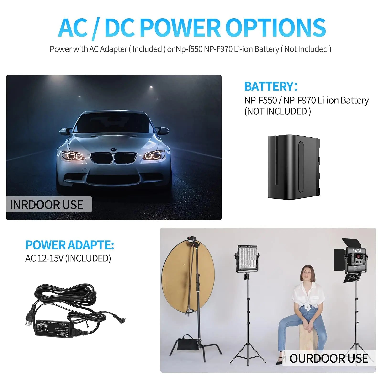 GVM 2 Pack LED Video Lighting Kits with APP Control, Bi-Color Variable 2300K~6800K with Digital Display Brightness of 10~100% for Video Photography, CRI97+ TLCI97 Led Video Light Panel +Barndoor - Planet First Market