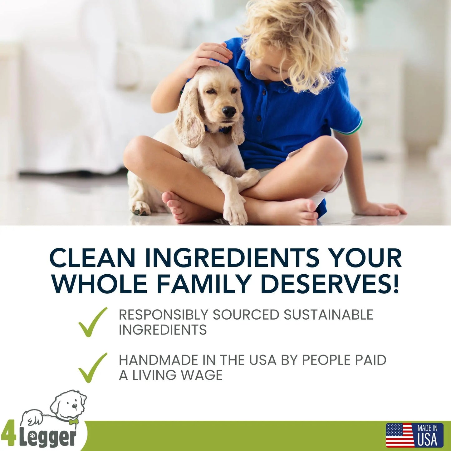 4-Legger Certified Organic Dog Shampoo - All Natural and Hypoallergenic with Aloe and Lemongrass, Soothing for Normal, Dry, Itchy or Allergy Sensitive Skin - Biodegradable - Made in USA - 16 oz 4Legger