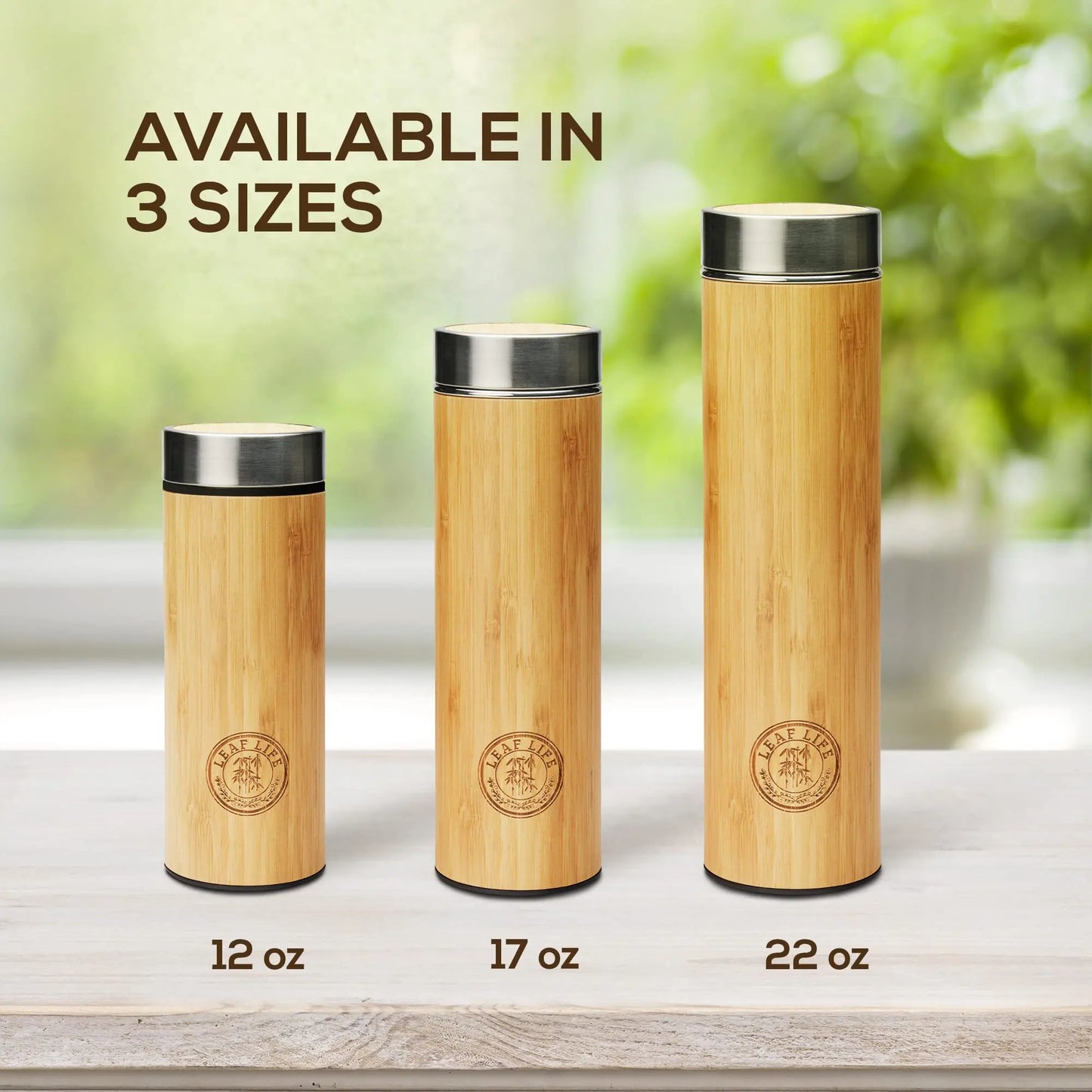 LeafLife Premium Bamboo Tea Bottle for Loose Tea - Tea Infuser Bottle - Tea Gifts - Insulated Water Bottle/Coffee Tumbler/Tea Thermos - Tea Gift Set, Tea Accessories - Tea Tumbler 17oz - Planet First Market