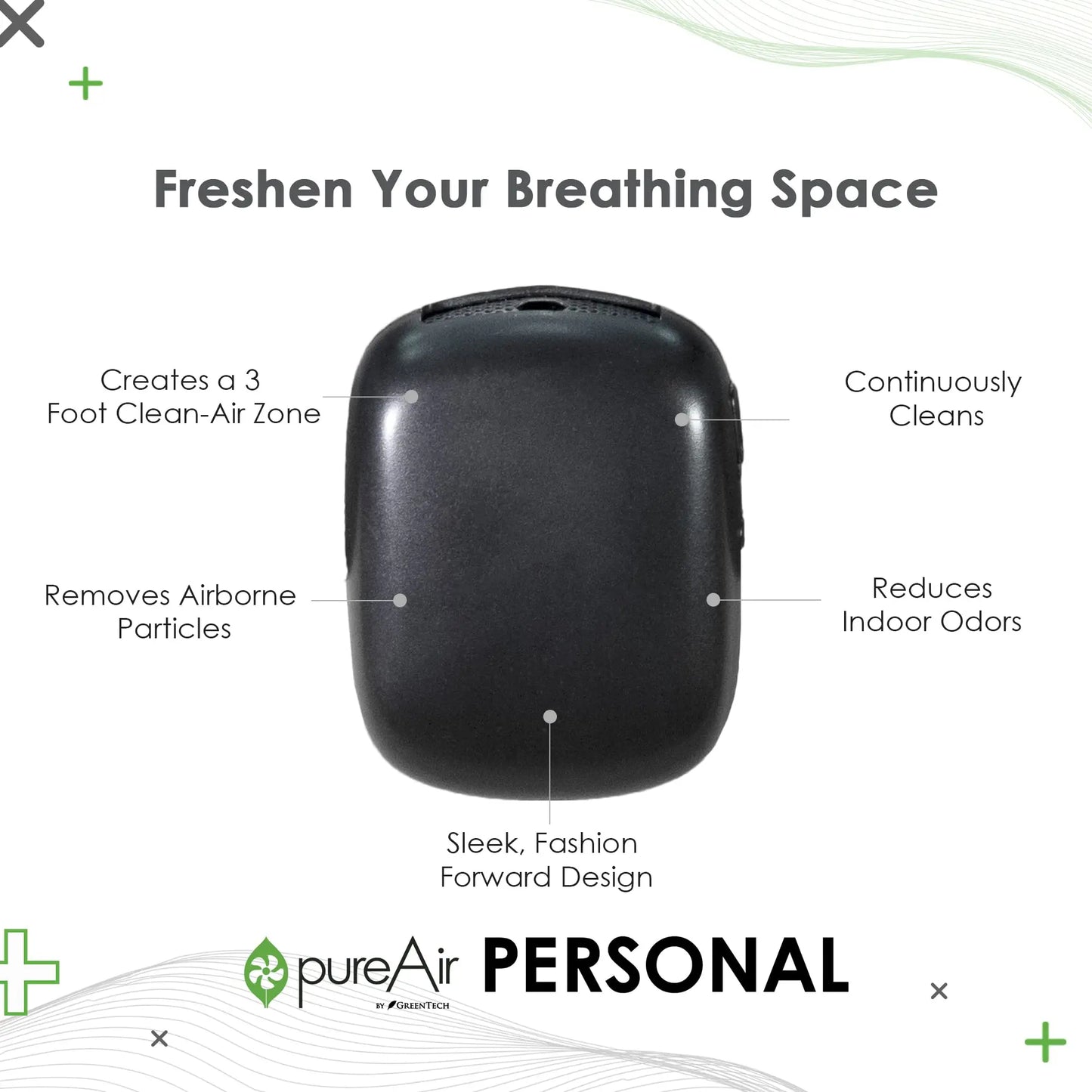 Greentech Environmental pureAir Personal - Wearable Air Filter and Air Cleaner, Air Purifiers for Home, Office, and Car, Creates 3 Feet Clean-Air Zone, All Day Purification - Planet First Market