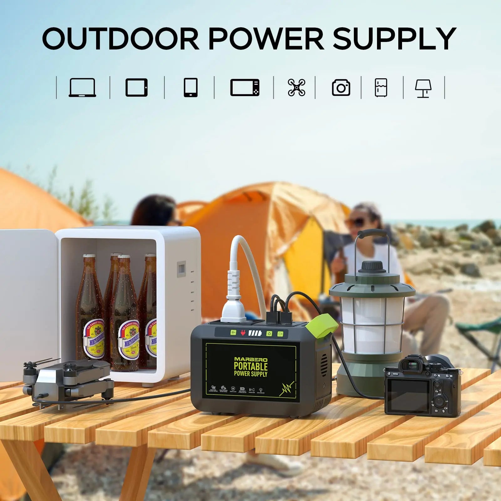 MARBERO Portable Power Station 88Wh Camping Lithium Battery Solar Generator Fast Charging with AC Outlet 120W Peak Power Bank(Solar Panel Optional) for Home Backup Outdoor Emergency RV Van Hunting - Planet First Market