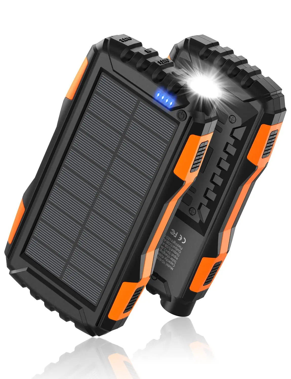 Power-Bank-Solar-Charger - 42800mAh Portable Charger,Solar Power Bank,External Battery Pack 5V3.1A Qc 3.0 Fast Charger Built-in Super Bright Flashlight (Orange) - Planet First Market