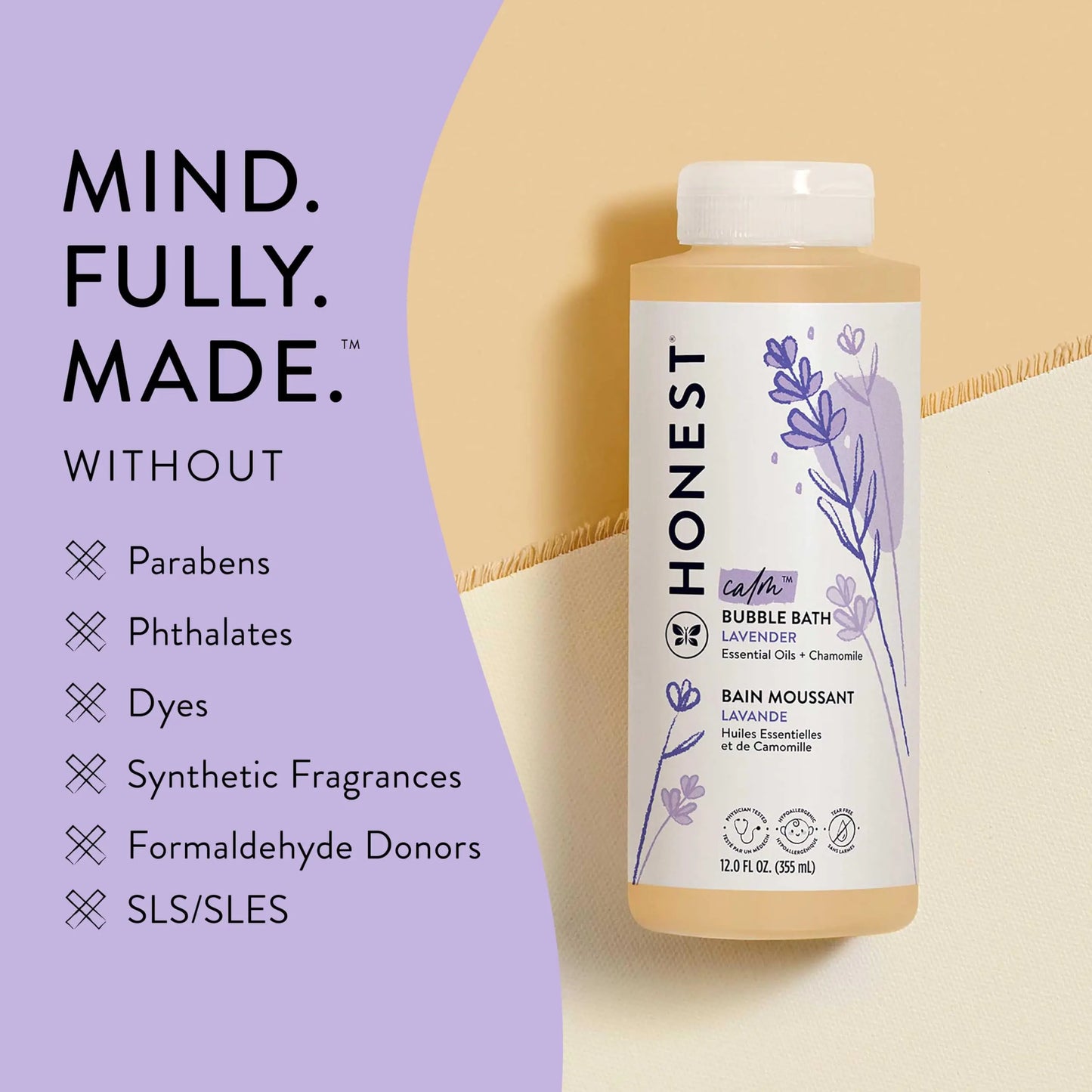 The Honest Company Foaming Bubble Bath | Gentle for Baby | Naturally Derived, Tear-free, Hypoallergenic | Lavender Calm, 12 fl oz - Planet First Market