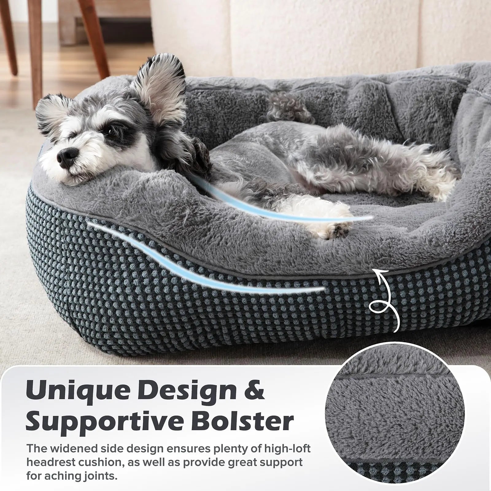 INVENHO Large Dog Beds for Large Dogs Washable, Rectangle Dog Beds Large Sized Dog, Orthopedic Dog Bed, Warming Soft Sleeping Puppy Bed Durable Pet Bed with Anti-Slip Bottom L(35"x25"x10") - Planet First Market