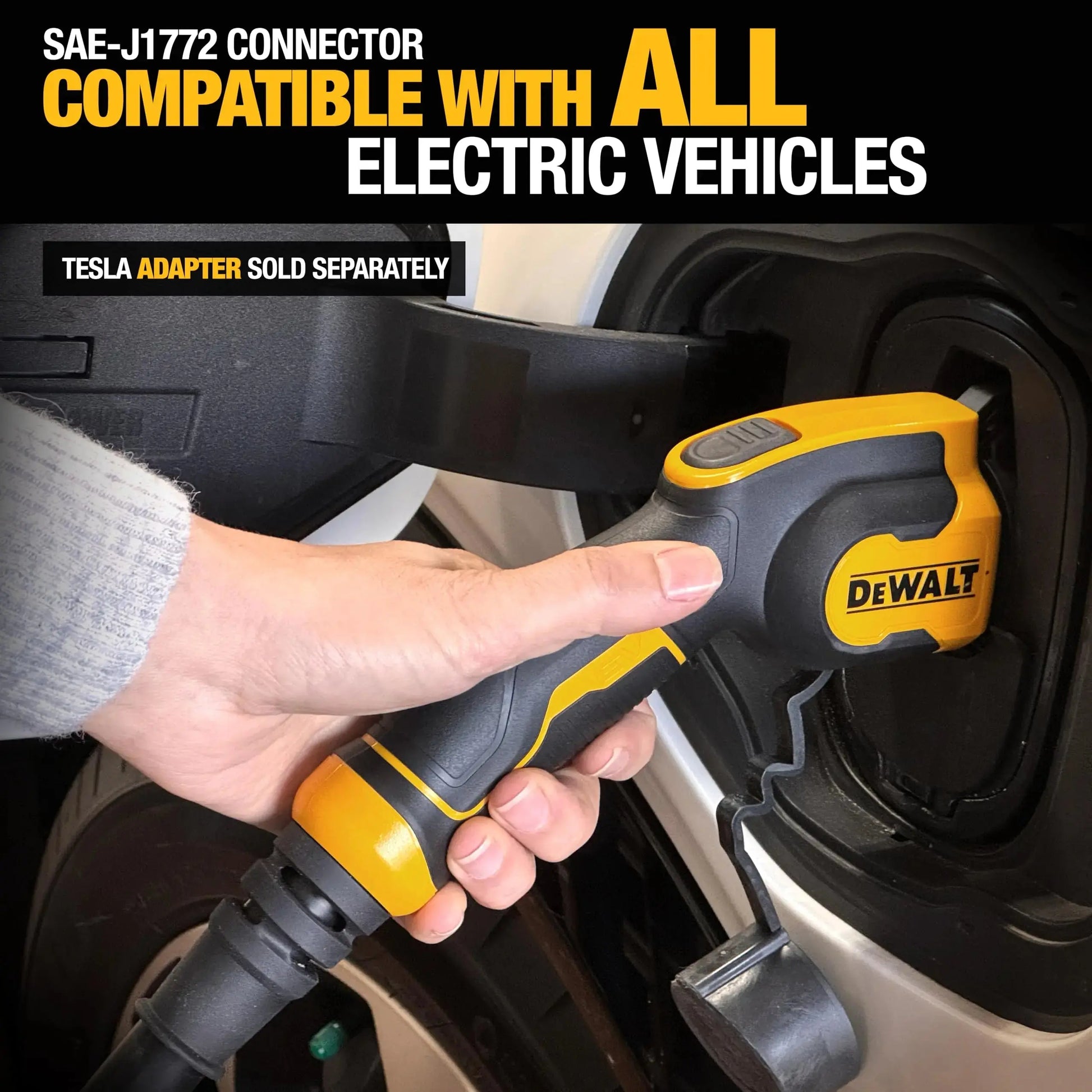 DEWALT Level 1 & 2 Portable Electric Vehicle (EV) Charger, 16 Amps, 120-240V, CSA Certified Indoor/Outdoor, NEMA 6-20 with 5-15 Adapter Included, 25 ft. Cable, 2024 Model - Planet First Market