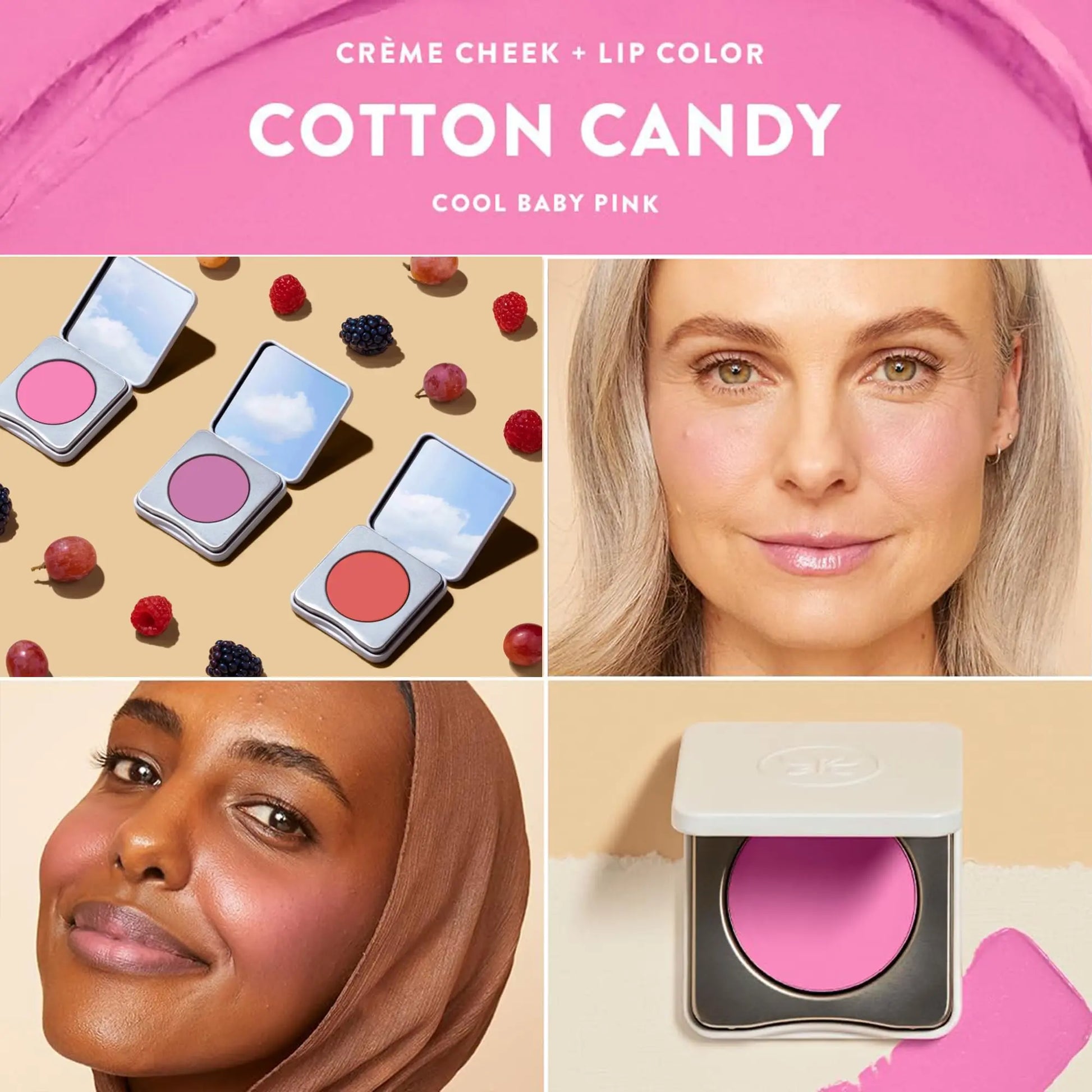 Honest Beauty 2-in-1 Creme Cheek Blush + Lip Color | EWG Verified, Vegan + Cruelty Free | Cotton Candy, .1 oz Honest Beauty