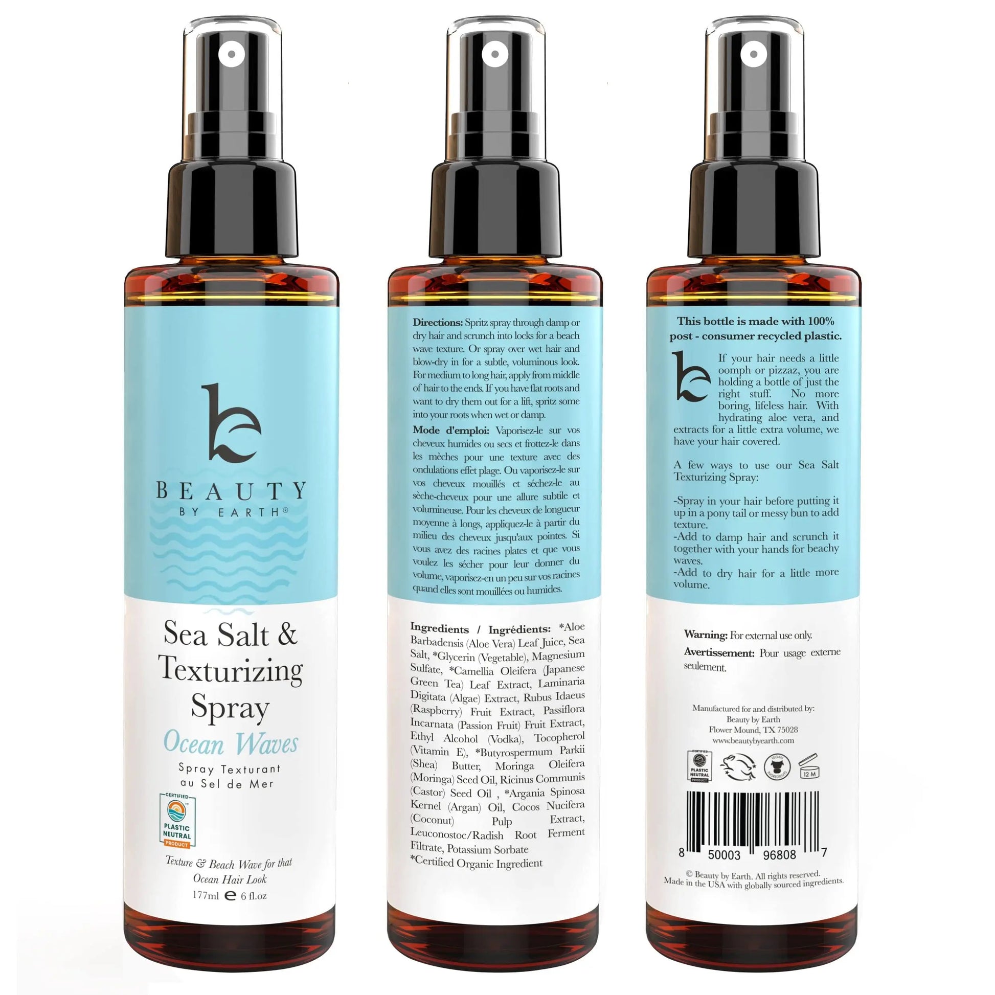 Sea Salt Spray for Textured Beach Waves & Volume - USA Made with Organic Ingredients, Texturing & Volumizing Spray for Fine Hair for Men & Women - Planet First Market