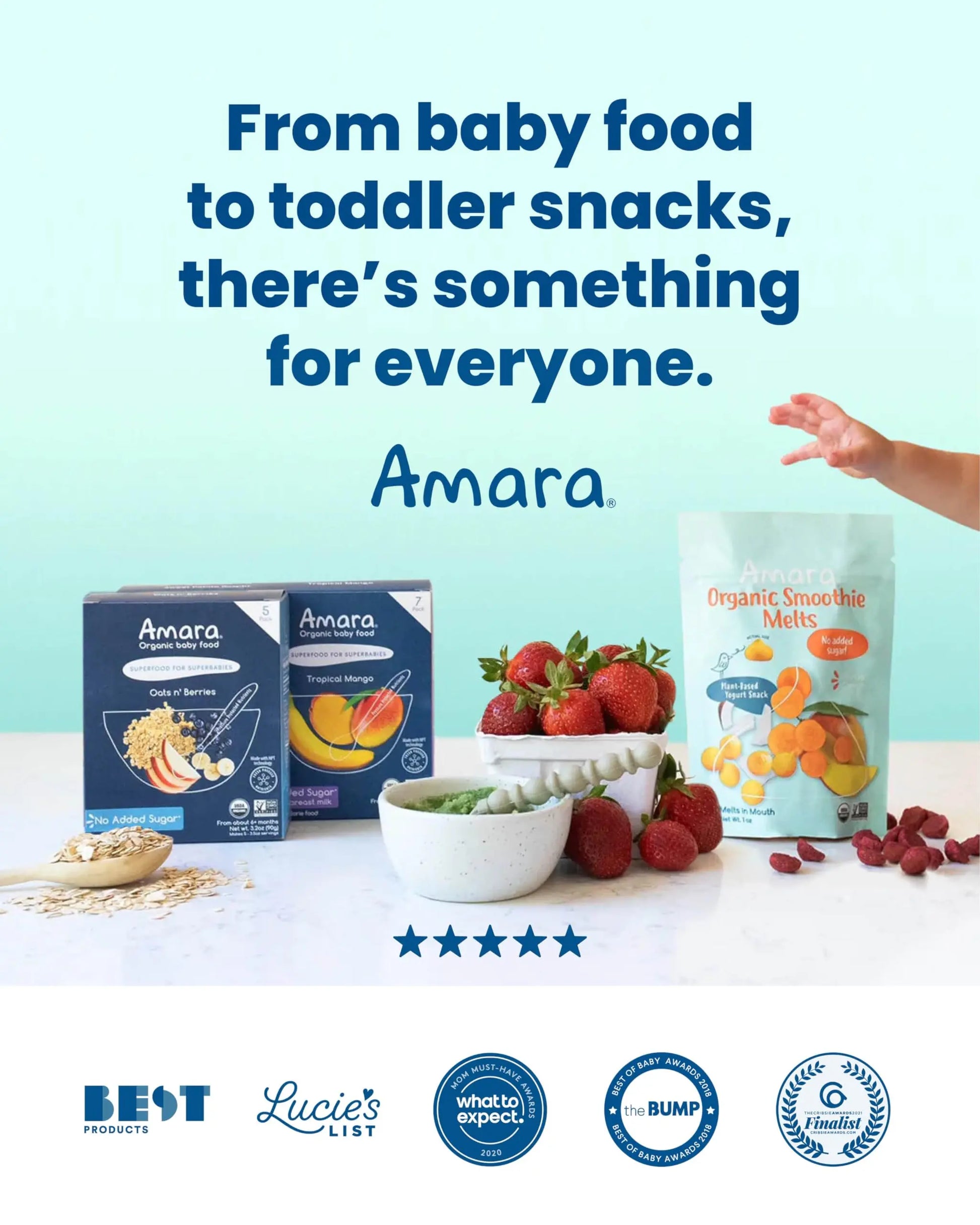 Amara Smoothie Melts - Mixed Red Berries - Baby Snacks Made With Fruits and Vegetables - Healthy Toddler Snacks For Your Kids Lunch Box - Organic Plant Based Yogurt Melts - 6 Resealable Bags - Planet First Market