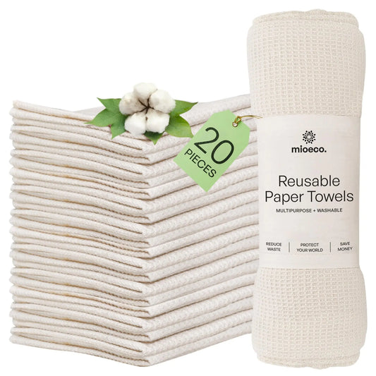 20 Pack Reusable Paper Towels Washable - Nature Friendly - Organic Cotton Alternative - Thick, Strong, Paperless Kitchen Dish Cloths - Reusable Napkins - Dish Towels - Cloth Napkin - Kitchen Towels - Planet First Market