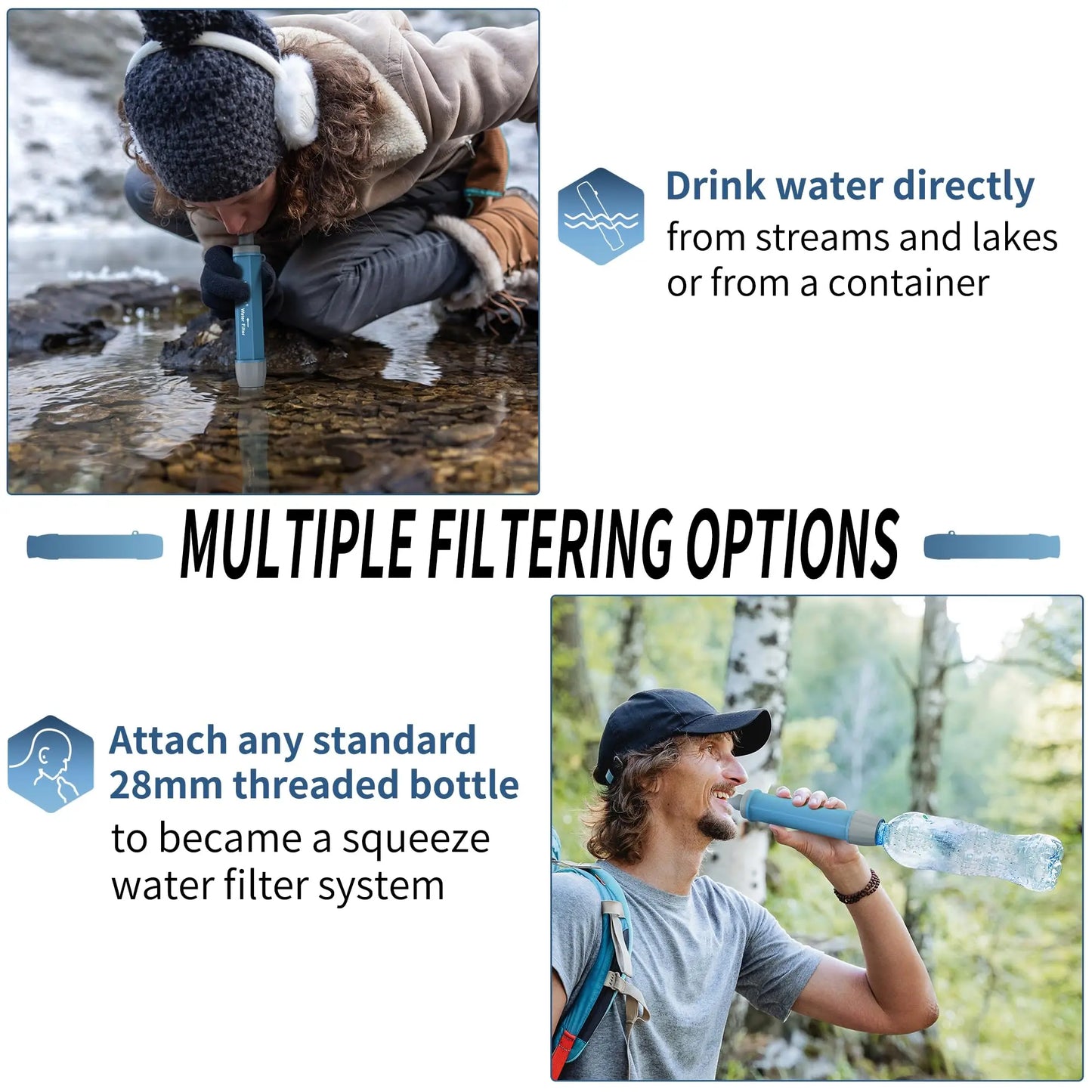 Yuclet 4 Pack Water Filter Straw, Portable Personal Water Filtration System, Water Purifier Survival, Emergency Preparedness for Camping Hiking Drinking Travel Hunting and Family Outing - Planet First Market