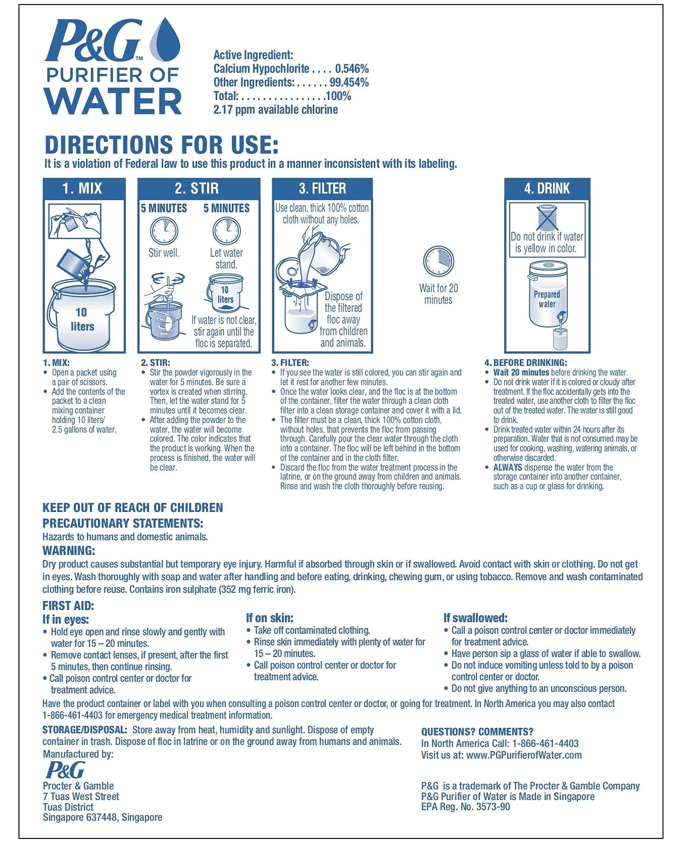 P&G Purifier of Water Portable Water Purifier Packets. Emergency Water Filter Purification Powder Packs for Camping, Hiking, Backpacking, Hunting, and Traveling. (12 Packets) - Planet First Market