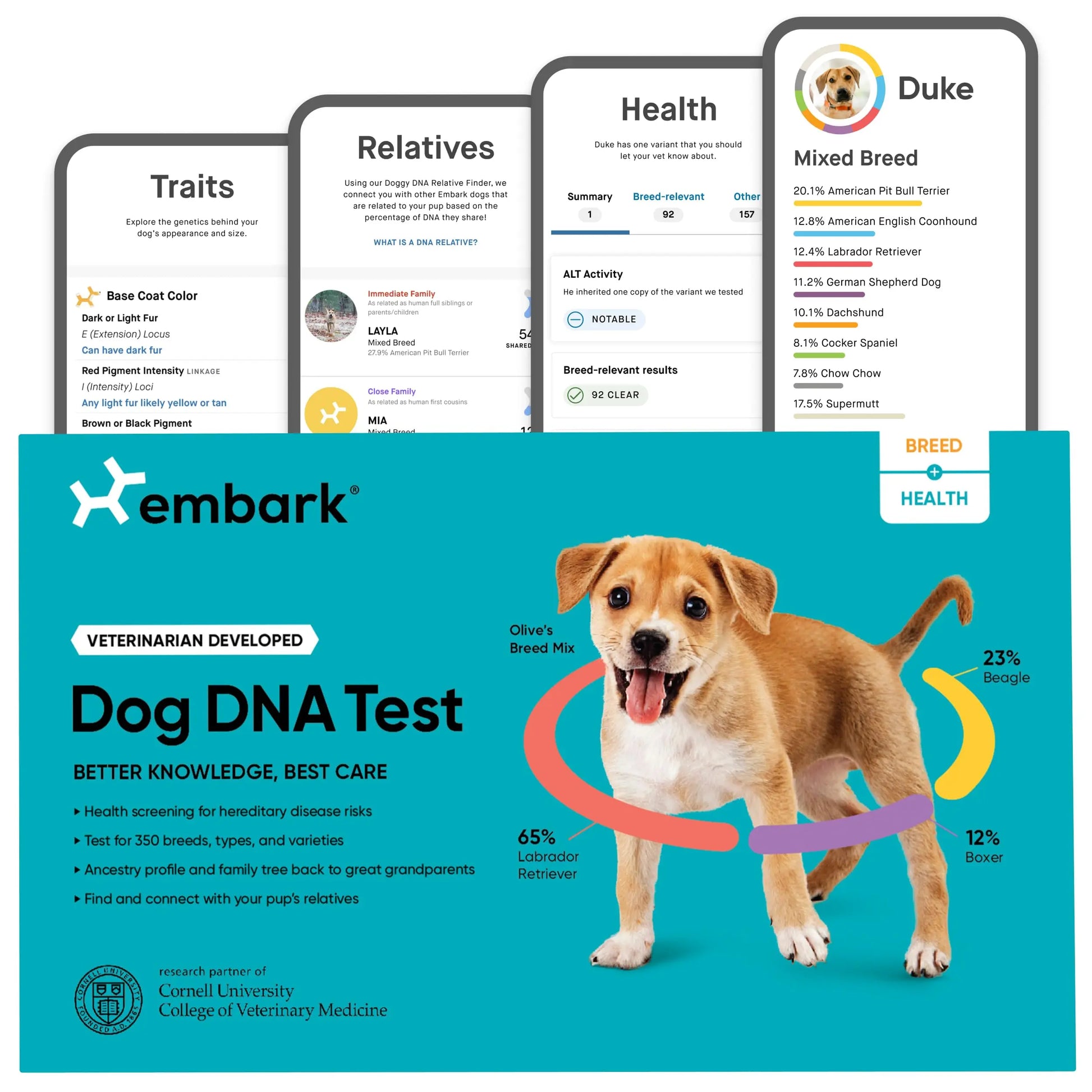 Embark Breed & Health Kit - Dog DNA Test - Discover Breed, Ancestry, Relative Finder, Genetic Health, Traits, COI - Planet First Market