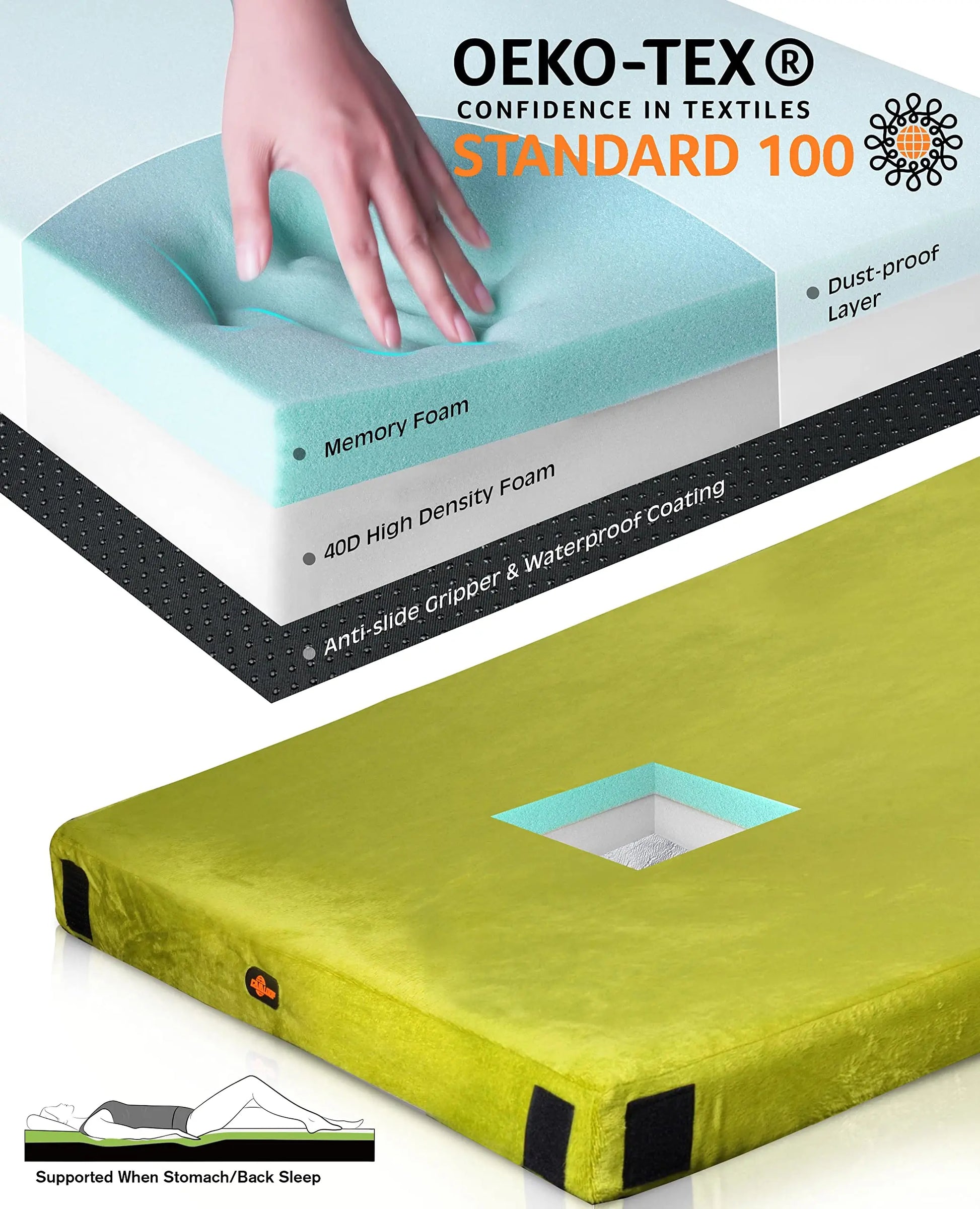 Gaialoop Thick Memory Foam Camping Mattress Sleeping Pad [Car/Tent/Cot] 3 Inch Portable Floor Play Mat Roll Up Mattress for Guests Kids Adults Sleepover Travel [Cot: 72 * 24 * 3" 2023 Upgraded] - Planet First Market