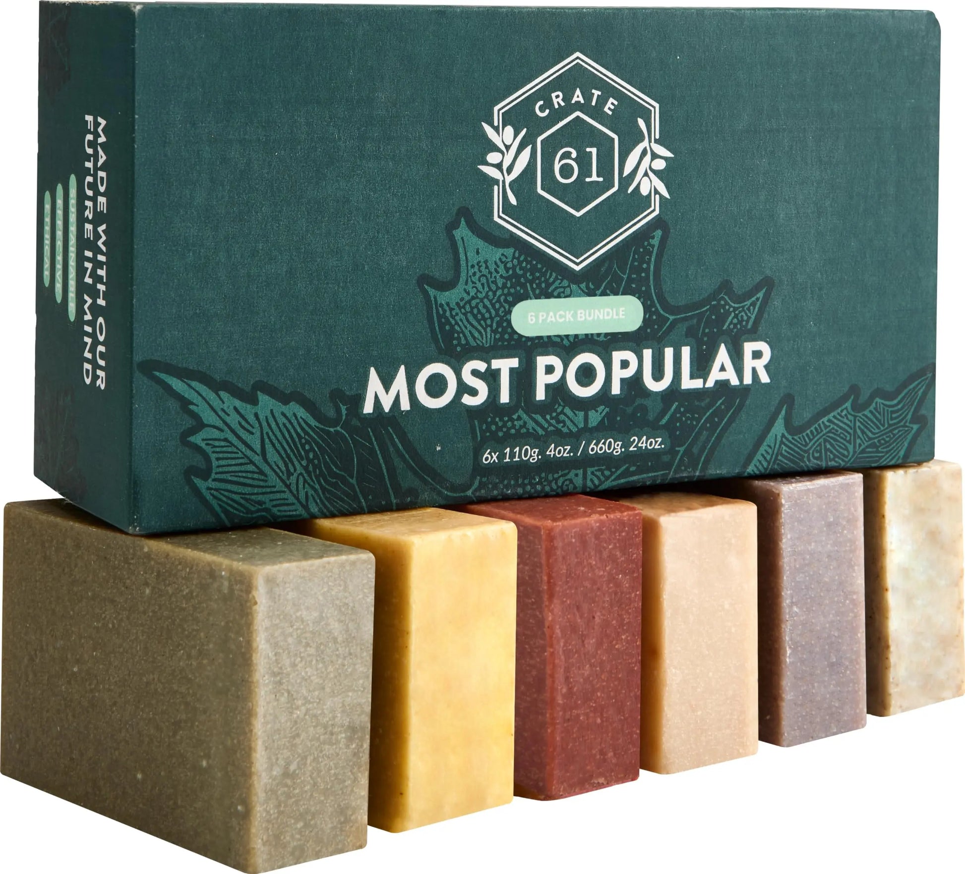 Crate 61 Organics, Handmade in Canada, Plant Based Cold Process Natural Bar Soap, With Premium Essential Oils, Dry Skin, Pack of 6 (Most Popular) - Planet First Market