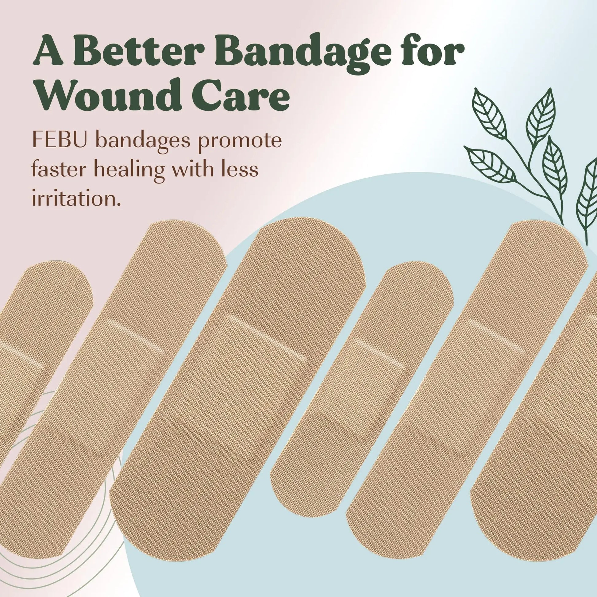 FEBU Eco-Friendly Organic Bamboo Fabric Bandages | PFAS Free Flexible Fabric Bandages | Latex Free Bandage | Natural Hypoallergenic Bandage for Scrapes, Cuts & First Aid | 75 Count Pack - Planet First Market