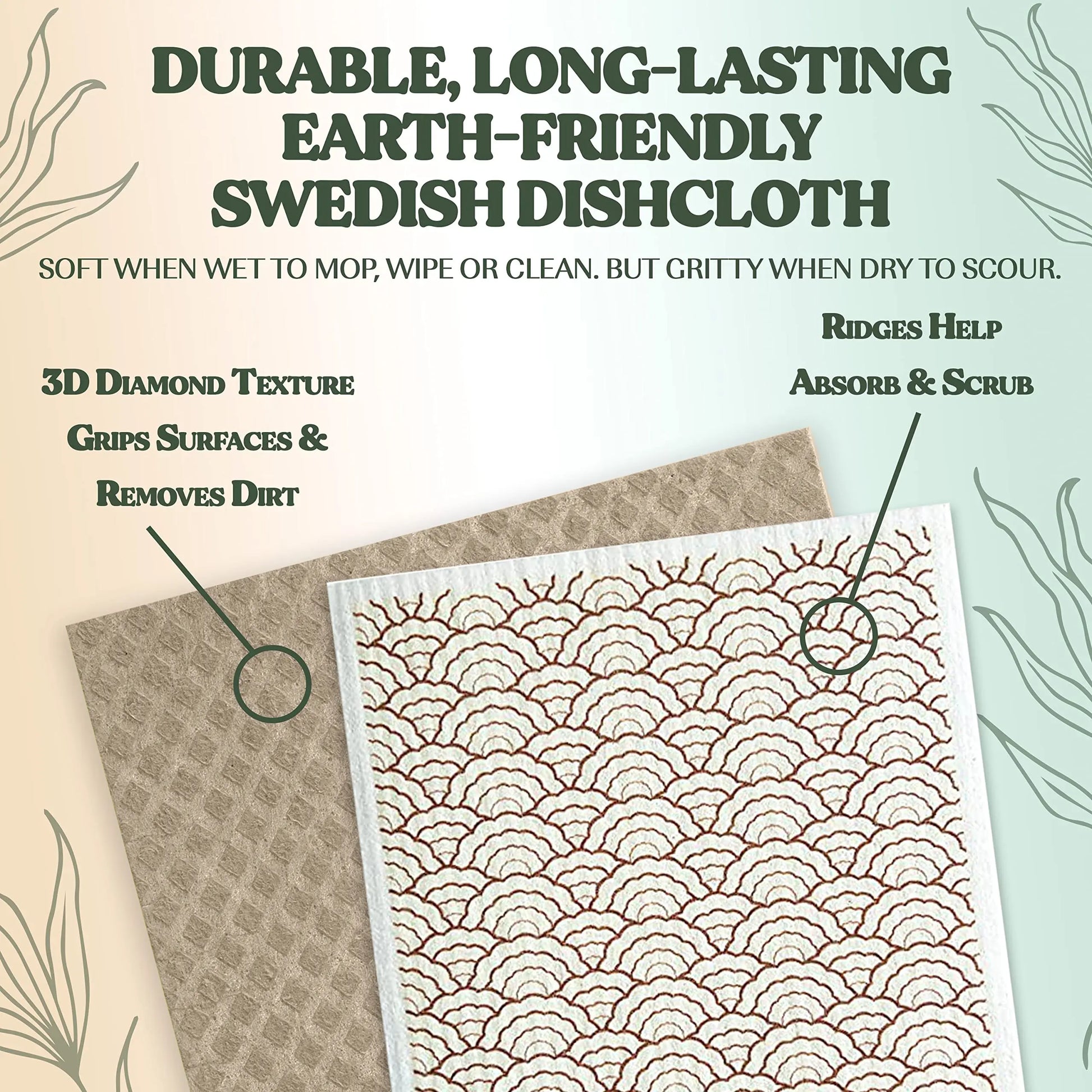 FEBU Swedish Dishcloths for Kitchen | 5 Pack Watercolor Reusable Paper Towels Washable | Swedish Dish Towels | Non-Scratch Cellulose Sponge Cloths | No Odor, Biodegradable Cleaning Cloths - Planet First Market