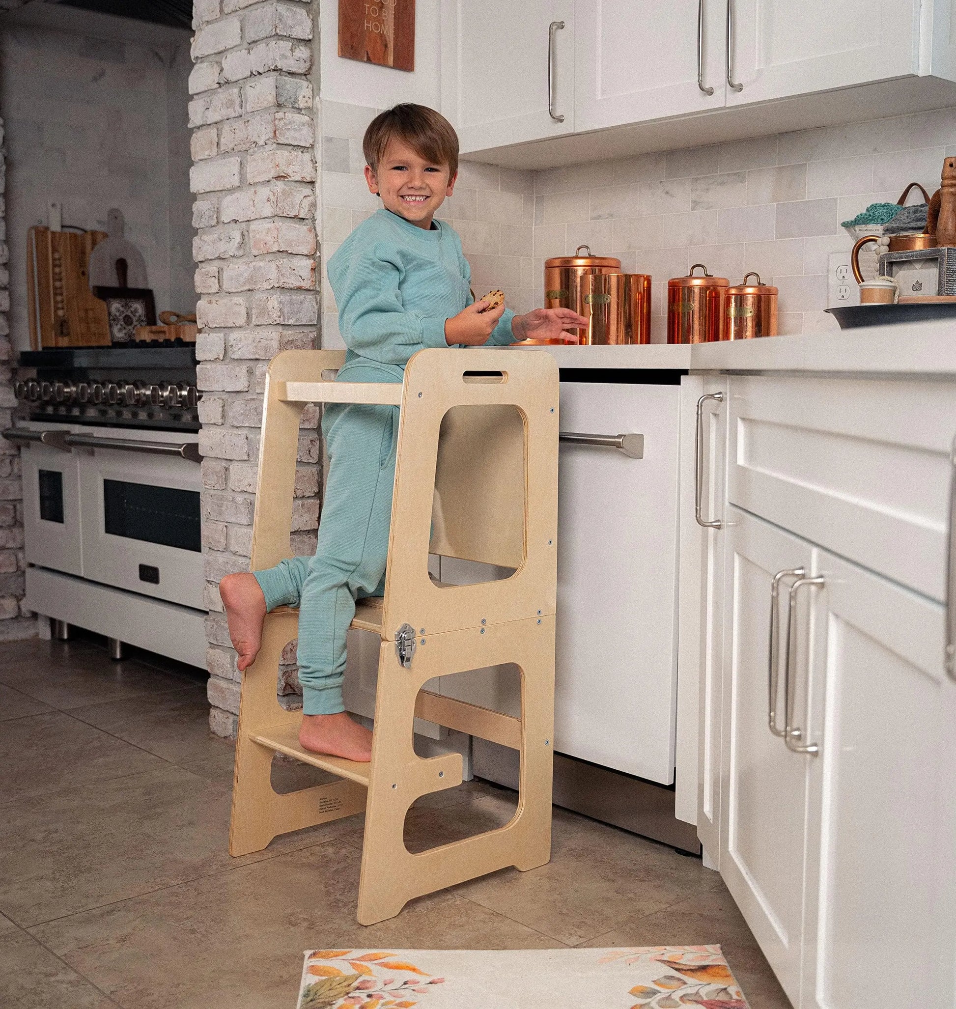 Avenlur Date 4-in-1 Foldable Kitchen Tower - Toddler Step Stool with Chalkboard, Desk Table and Chair - Waldorf and Montessori Kitchen Stool - Kitchen Stool Tower for Toddlers 18 Months to 6 Years - Planet First Market